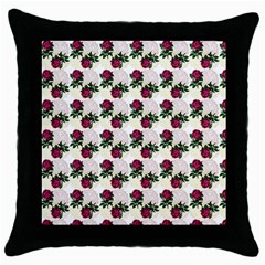 Doily Rose Pattern White Throw Pillow Case (black) by snowwhitegirl