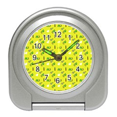 Green Elephant Pattern Yellow Travel Alarm Clock by snowwhitegirl