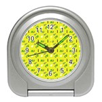 Green Elephant Pattern Yellow Travel Alarm Clock Front