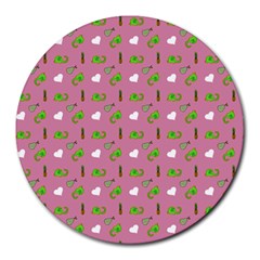 Green Elephant Pattern Mauve Round Mousepads by snowwhitegirl