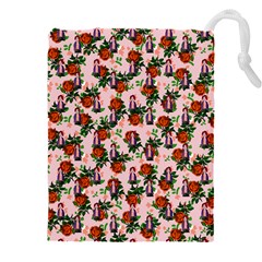 Fiola Pattern Pink Drawstring Pouch (4xl) by snowwhitegirl