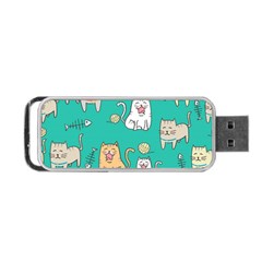 Seamless Pattern Cute Cat Cartoon With Hand Drawn Style Portable Usb Flash (two Sides) by Vaneshart