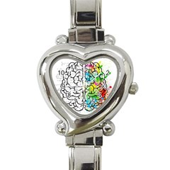 Brain Mind Psychology Idea Drawing Heart Italian Charm Watch by Wegoenart