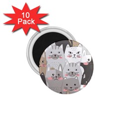 Cute Cats Seamless Pattern 1 75  Magnets (10 Pack)  by Wegoenart