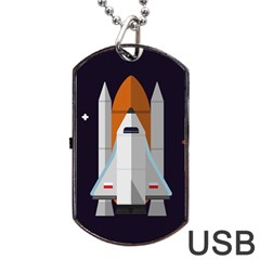 Rocket Space Universe Spaceship Dog Tag Usb Flash (one Side) by Wegoenart