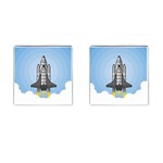 Rocket Shuttle Spaceship Science Cufflinks (Square) Front(Pair)