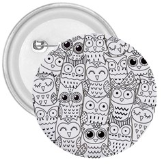 Circle Shape Pattern With Cute Owls Coloring Book 3  Buttons by Nexatart