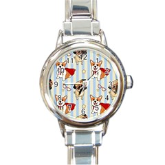 Pattern Dog Round Italian Charm Watch by Nexatart