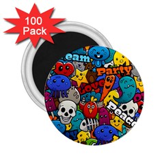 Graffiti Characters Seamless Pattern 2 25  Magnets (100 Pack)  by Nexatart