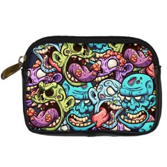 Zombie Heads Pattern Digital Camera Leather Case by Nexatart