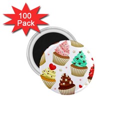 Seamless Pattern Yummy Colored Cupcakes 1 75  Magnets (100 Pack)  by Nexatart