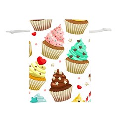 Seamless Pattern Yummy Colored Cupcakes Lightweight Drawstring Pouch (s) by Nexatart