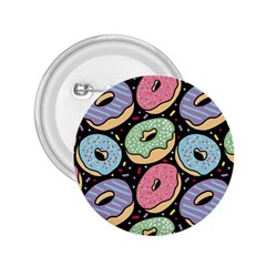 Colorful Donut Seamless Pattern On Black Vector 2 25  Buttons by Sobalvarro