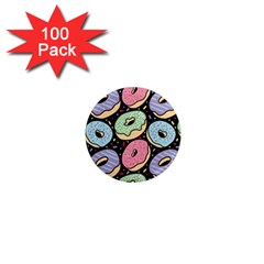 Colorful Donut Seamless Pattern On Black Vector 1  Mini Magnets (100 Pack)  by Sobalvarro