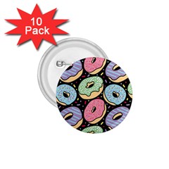 Colorful Donut Seamless Pattern On Black Vector 1 75  Buttons (10 Pack) by Sobalvarro