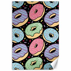 Colorful Donut Seamless Pattern On Black Vector Canvas 12  X 18  by Sobalvarro