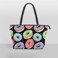 Colorful Donut Seamless Pattern On Black Vector Classic Shoulder Handbag by Sobalvarro