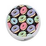 Colorful Donut Seamless Pattern On Black Vector 4-Port USB Hub (One Side) Front