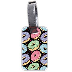 Colorful Donut Seamless Pattern On Black Vector Luggage Tag (two Sides) by Sobalvarro