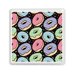 Colorful Donut Seamless Pattern On Black Vector Memory Card Reader (Square) Front