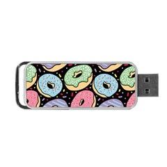 Colorful Donut Seamless Pattern On Black Vector Portable Usb Flash (two Sides) by Sobalvarro