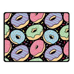 Colorful Donut Seamless Pattern On Black Vector Double Sided Fleece Blanket (small)  by Sobalvarro