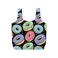 Colorful Donut Seamless Pattern On Black Vector Full Print Recycle Bag (s) by Sobalvarro