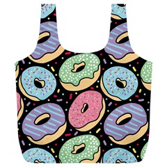 Colorful Donut Seamless Pattern On Black Vector Full Print Recycle Bag (xl) by Sobalvarro