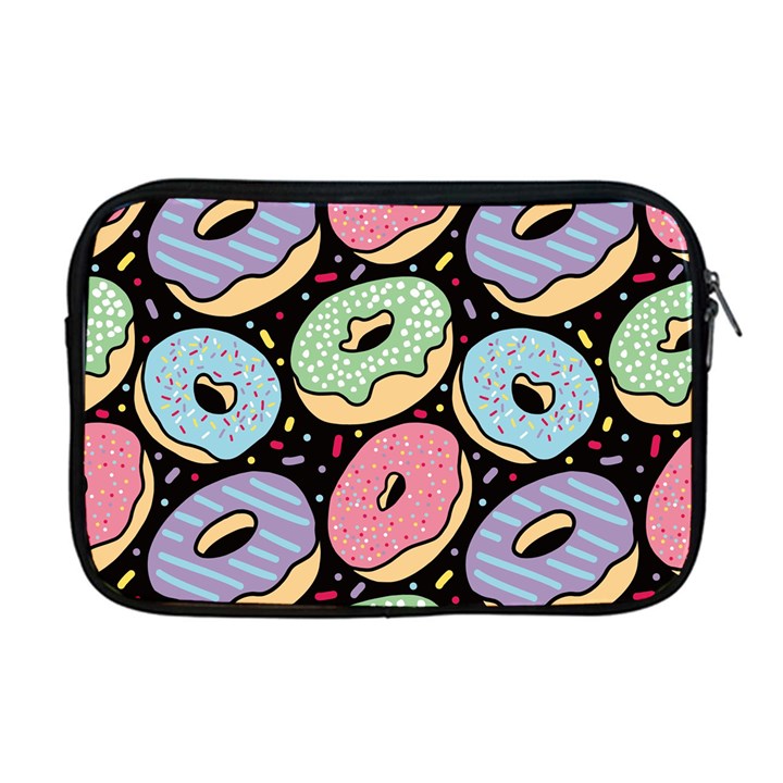 Colorful Donut Seamless Pattern On Black Vector Apple MacBook Pro 17  Zipper Case