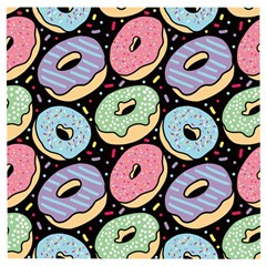 Colorful Donut Seamless Pattern On Black Vector Wooden Puzzle Square by Sobalvarro