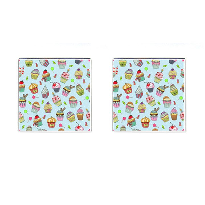 Cupcake Doodle Pattern Cufflinks (Square)