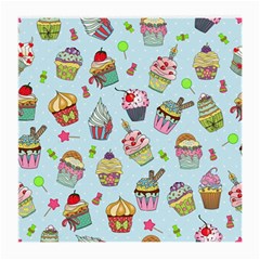 Cupcake Doodle Pattern Medium Glasses Cloth (2 Sides) by Sobalvarro