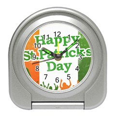 Happy St Patricks Day Design Travel Alarm Clock by dflcprintsclothing