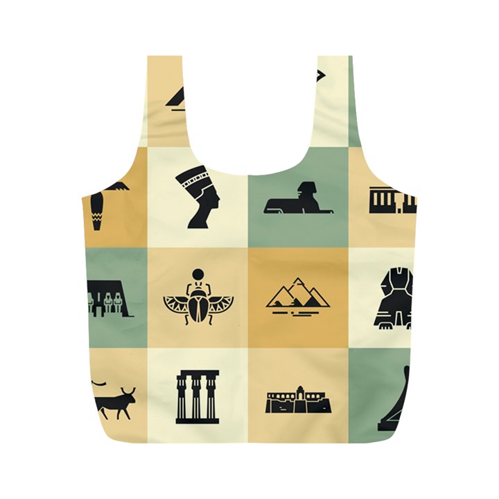 Egyptian Flat Style Icons Full Print Recycle Bag (M)