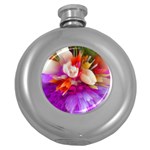 Poppy Flower Round Hip Flask (5 oz) Front