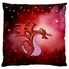 Funny Cartoon Dragon With Butterflies Large Cushion Case (one Side) by FantasyWorld7