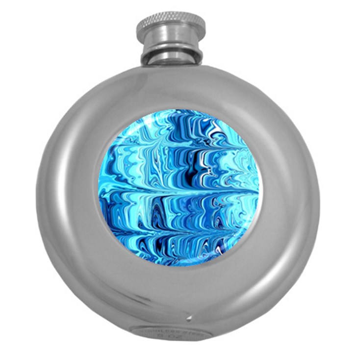 Blue Waves Round Hip Flask (5 oz)