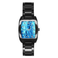 Blue Waves Stainless Steel Barrel Watch by Sparkle