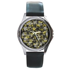 Bricks Cubes Round Metal Watch by Sparkle