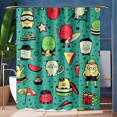 Seamless Pattern With Funny Monsters Cartoon Hand Drawn Characters Unusual Creatures Shower Curtain 60  X 72  (medium)  by Vaneshart