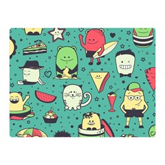 Seamless Pattern With Funny Monsters Cartoon Hand Drawn Characters Unusual Creatures Double Sided Flano Blanket (mini)  by Vaneshart