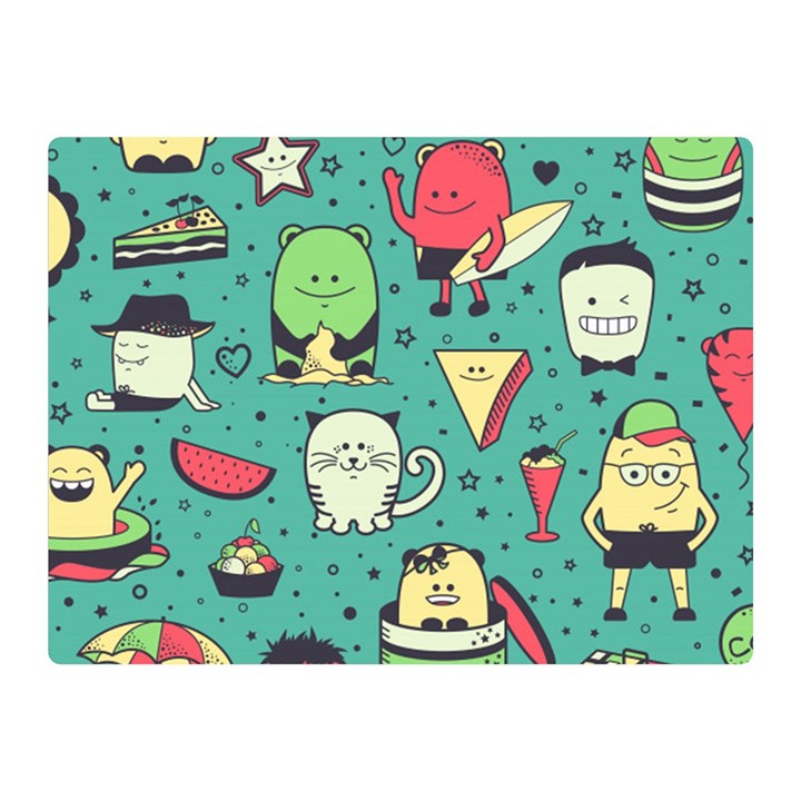 Seamless Pattern With Funny Monsters Cartoon Hand Drawn Characters Unusual Creatures Double Sided Flano Blanket (Mini) 