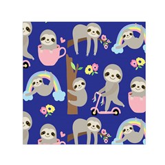 Hand Drawn Cute Sloth Pattern Background Small Satin Scarf (square) by Vaneshart