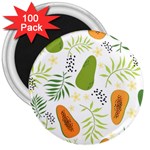 Seamless Tropical Pattern With Papaya 3  Magnets (100 pack) Front