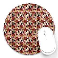 Swimmer 20s Pink Round Mousepads by snowwhitegirl