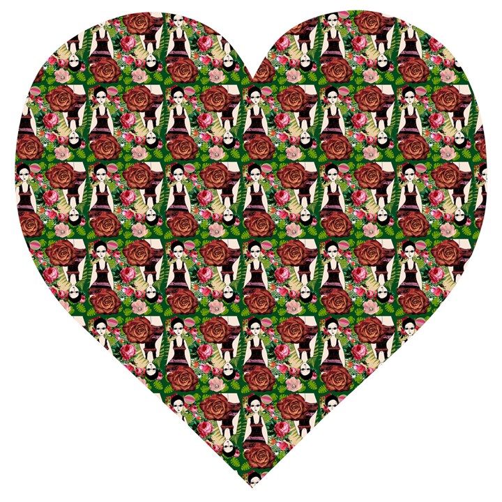 Swimmer 20s Green Wooden Puzzle Heart