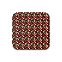 Swimmer 20s Burgundy Rubber Square Coaster (4 Pack)  by snowwhitegirl