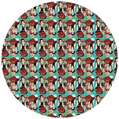 Swimmer 20s Blue Wooden Puzzle Round by snowwhitegirl