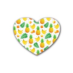 Tropical Fruits Pattern Rubber Coaster (heart)  by Vaneshart