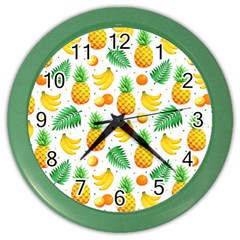 Tropical Fruits Pattern Color Wall Clock by Vaneshart